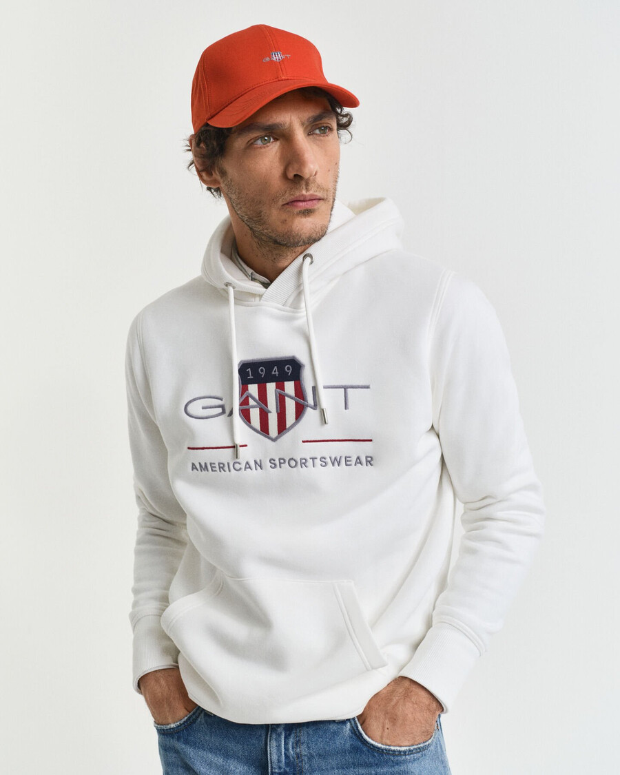 archive shield hoodie - eggshell