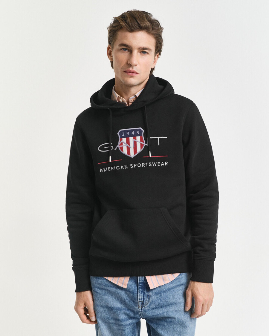 archive shield hoodie - black