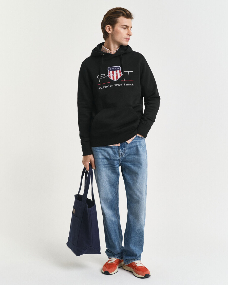 archive shield hoodie - black