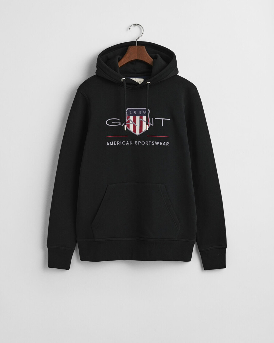 archive shield hoodie - black