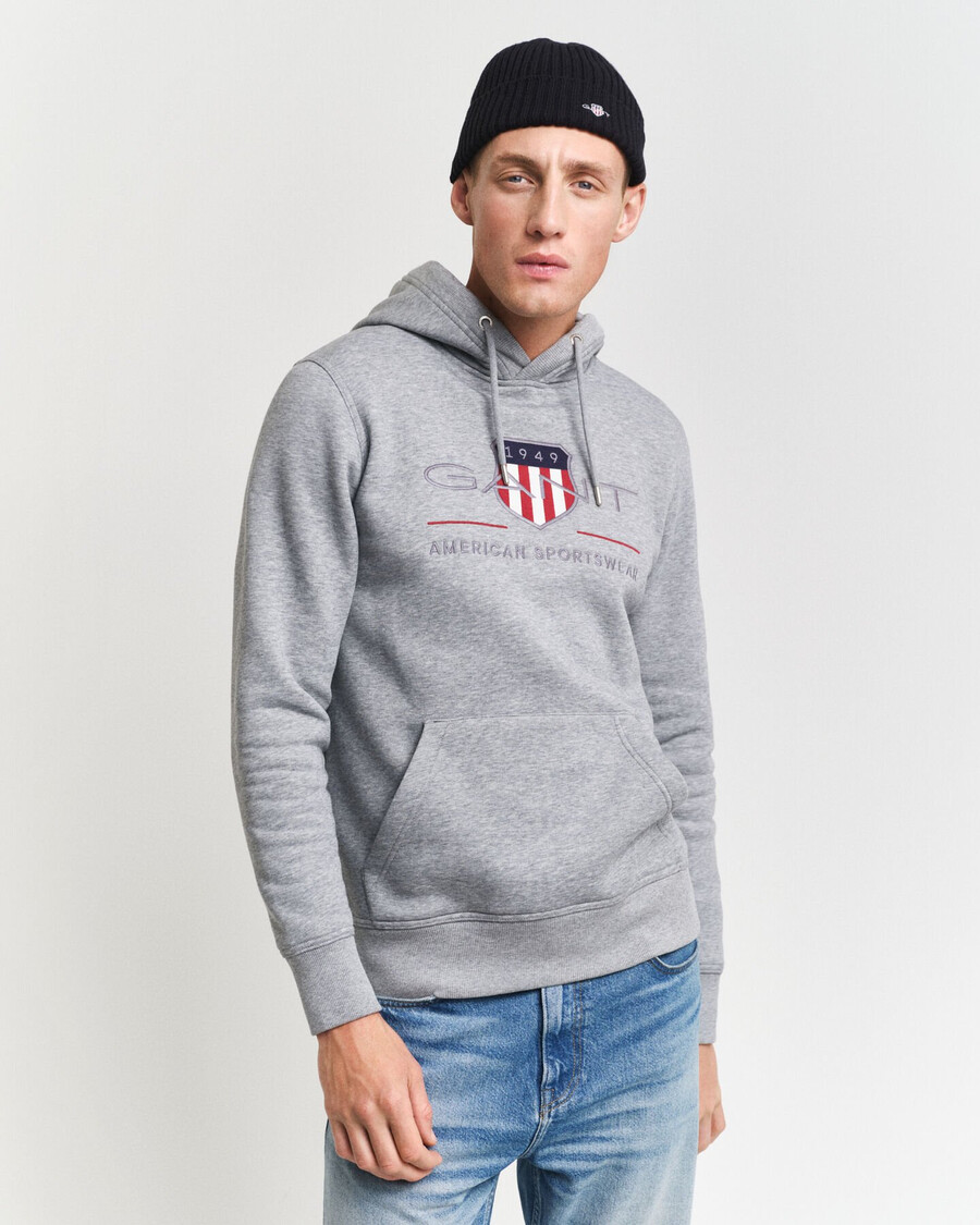 archive shield hoodie - grey melange