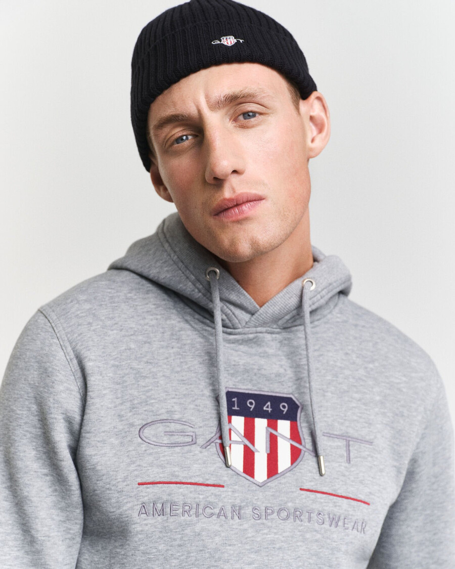archive shield hoodie - grey melange