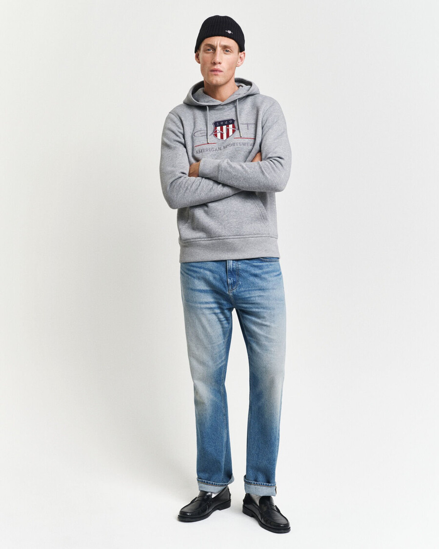 archive shield hoodie - grey melange
