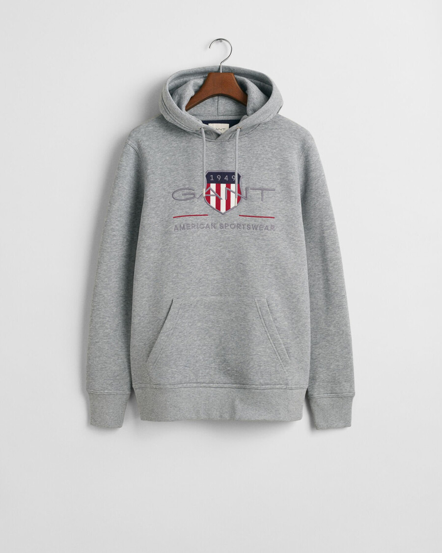 archive shield hoodie - grey melange