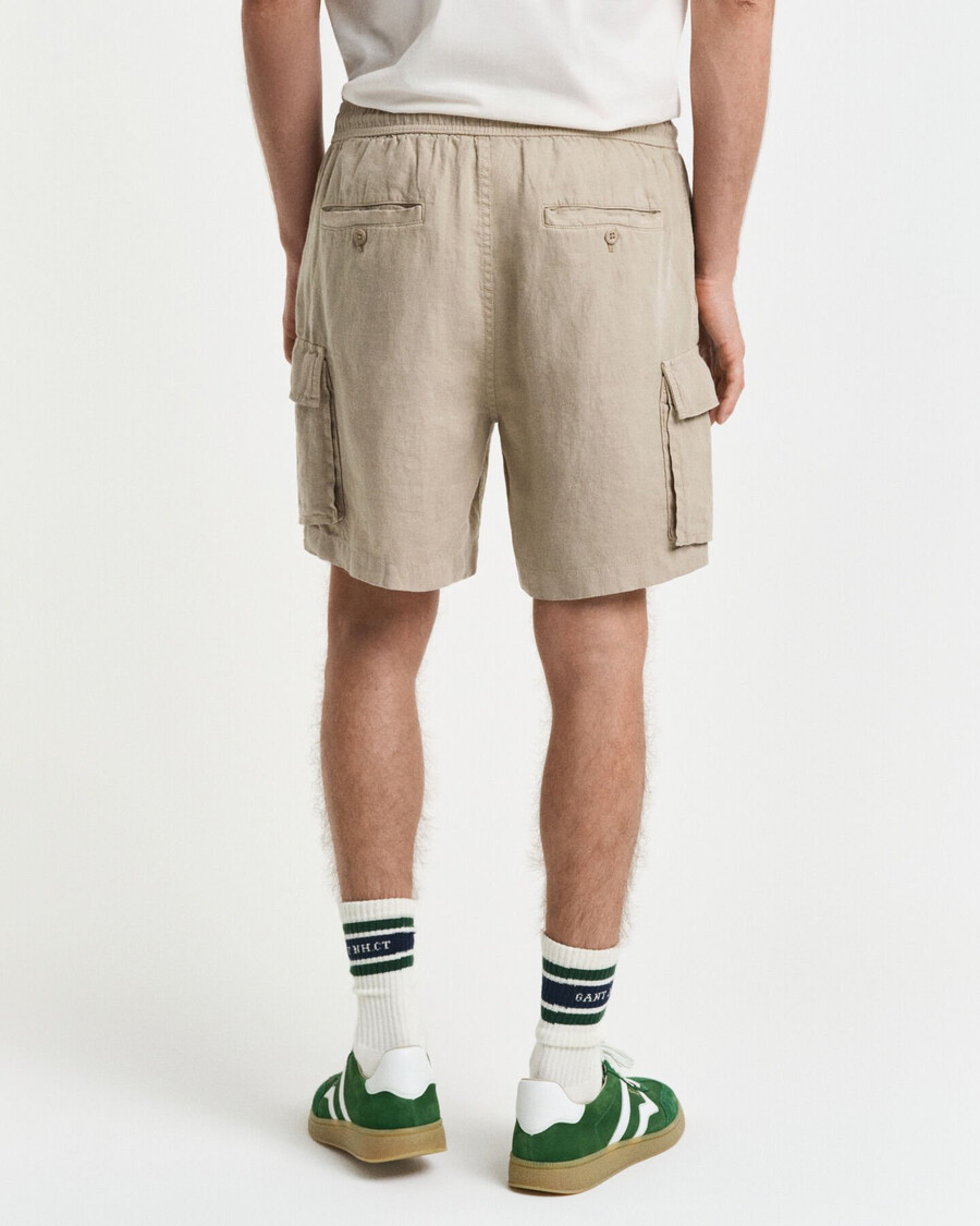 regular fit linen cargo shorts - concrete beige