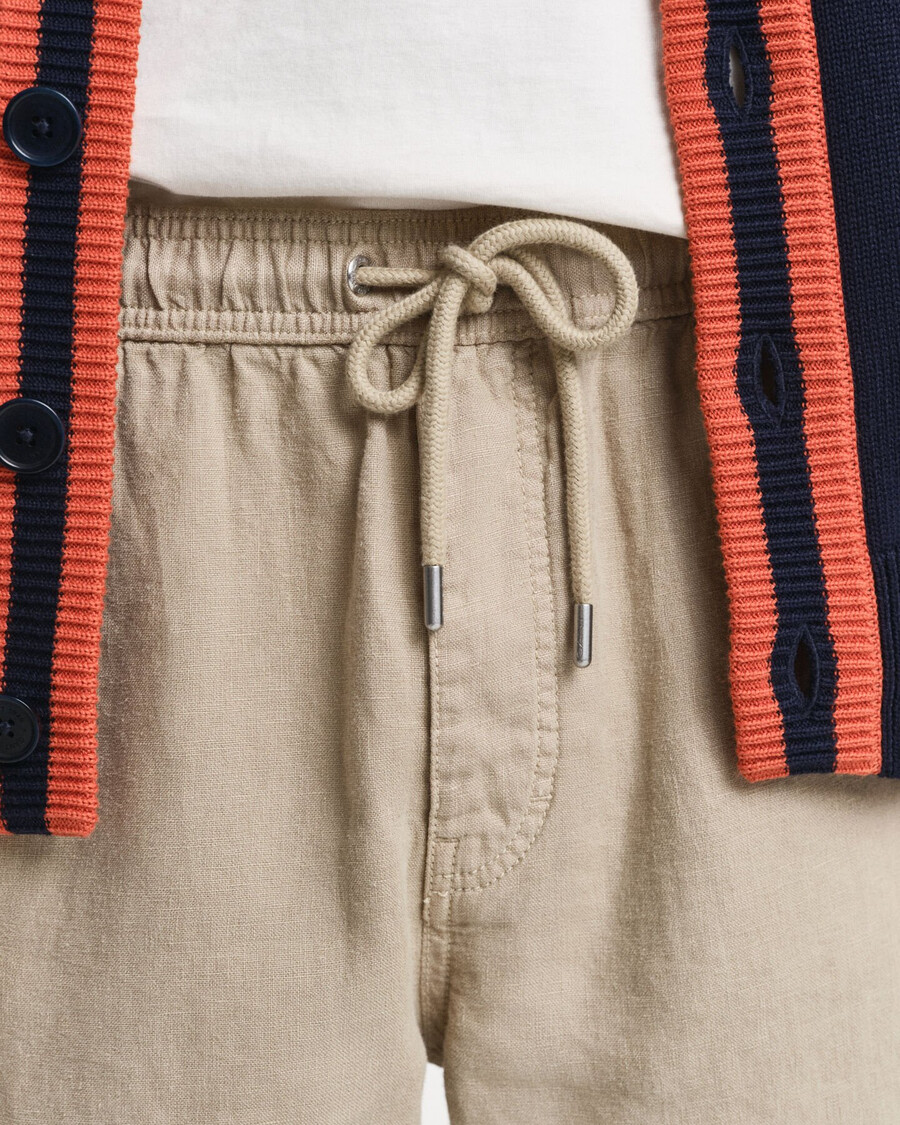 regular fit linen cargo shorts - concrete beige