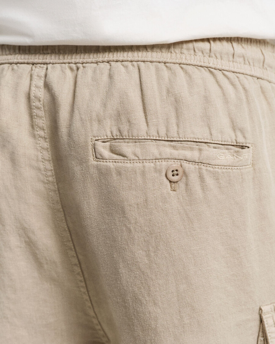 regular fit linen cargo shorts - concrete beige
