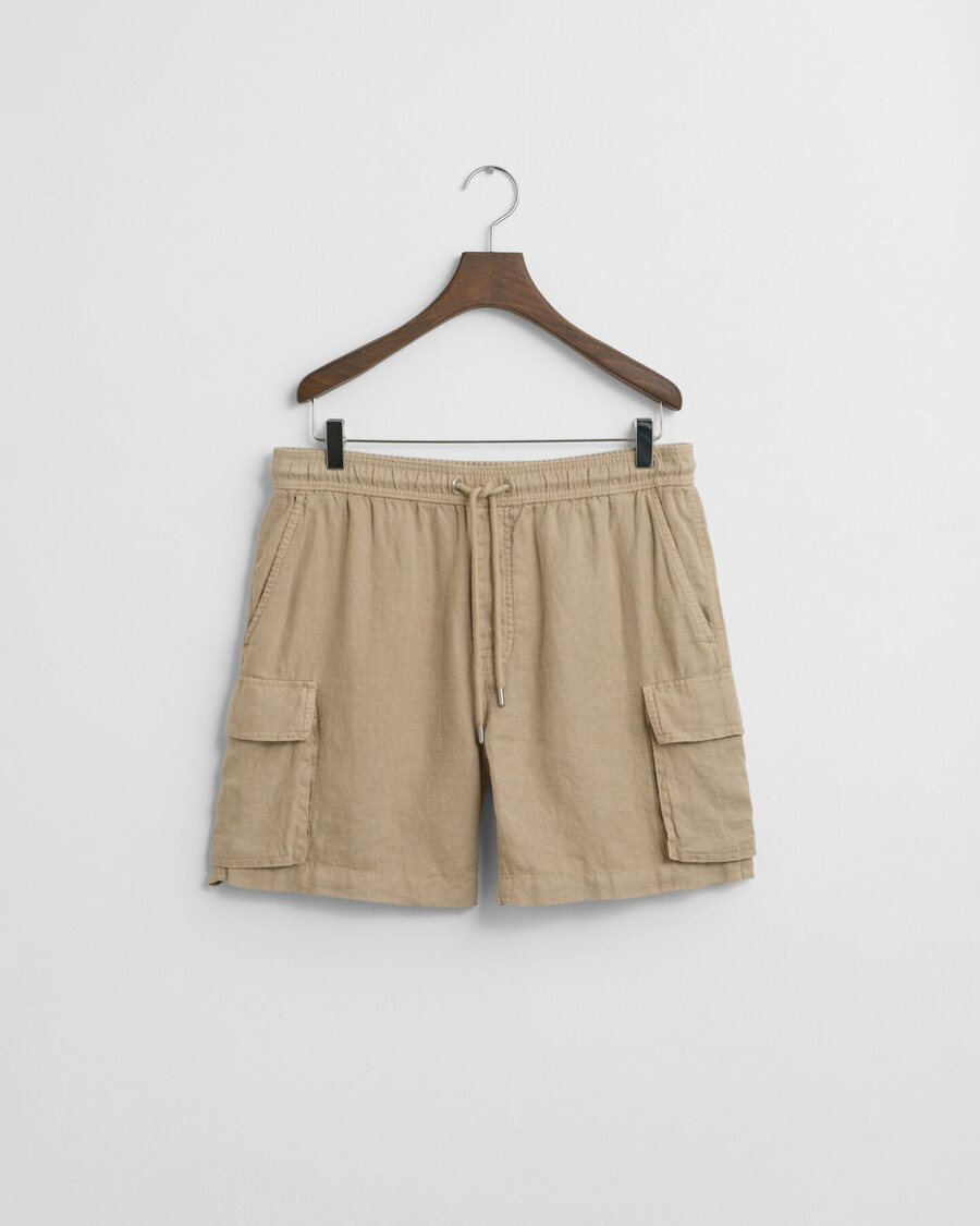 regular fit linen cargo shorts - concrete beige