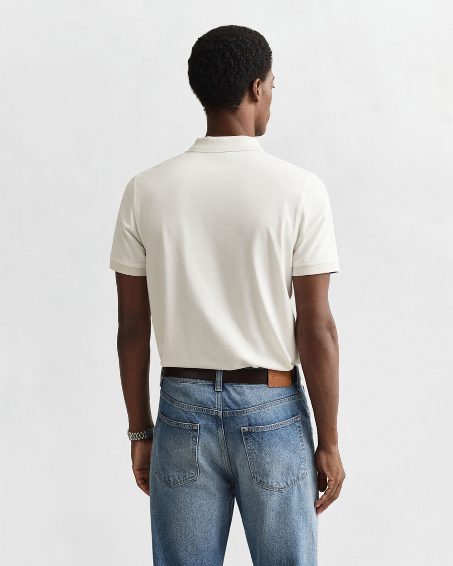 contrast piqué polo shirt - eggshell