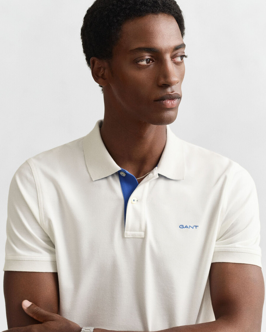 contrast piqué polo shirt - eggshell