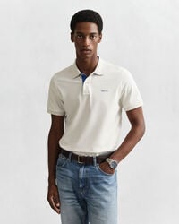 contrast piqué polo shirt - eggshell