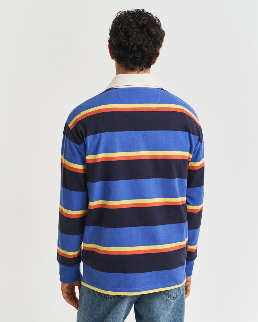multi striped heavy rugger - rich blue