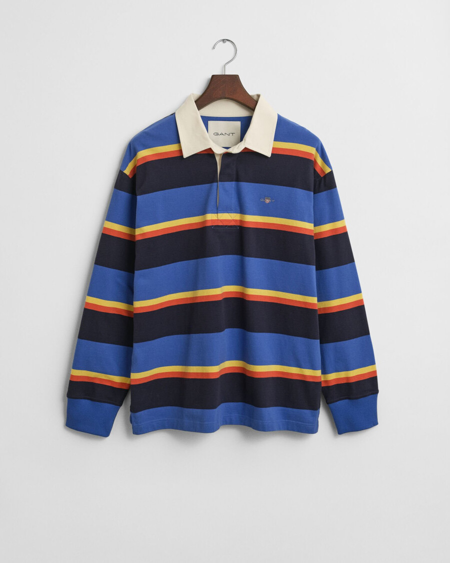 multi striped heavy rugger - rich blue