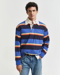 multi striped heavy rugger - rich blue