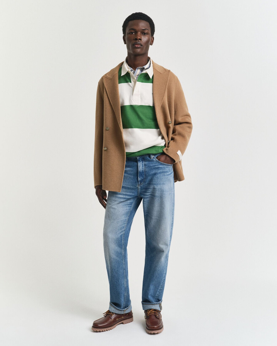 block striped heavy rugger - grass green