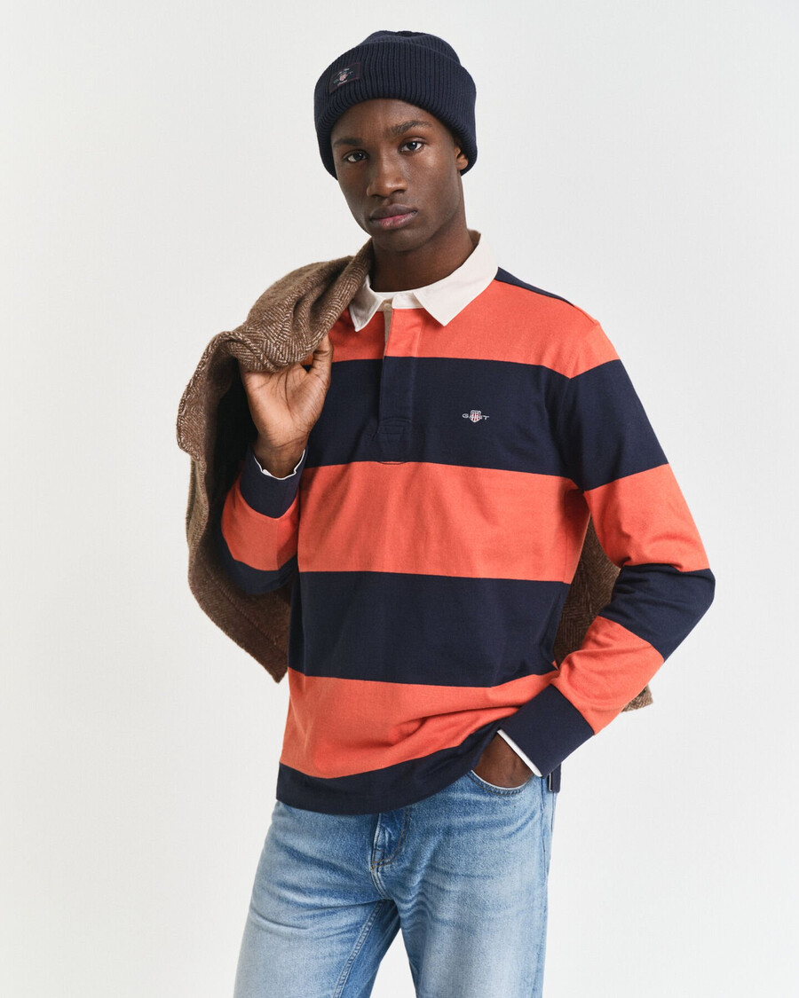 block striped heavy rugger - evening blue