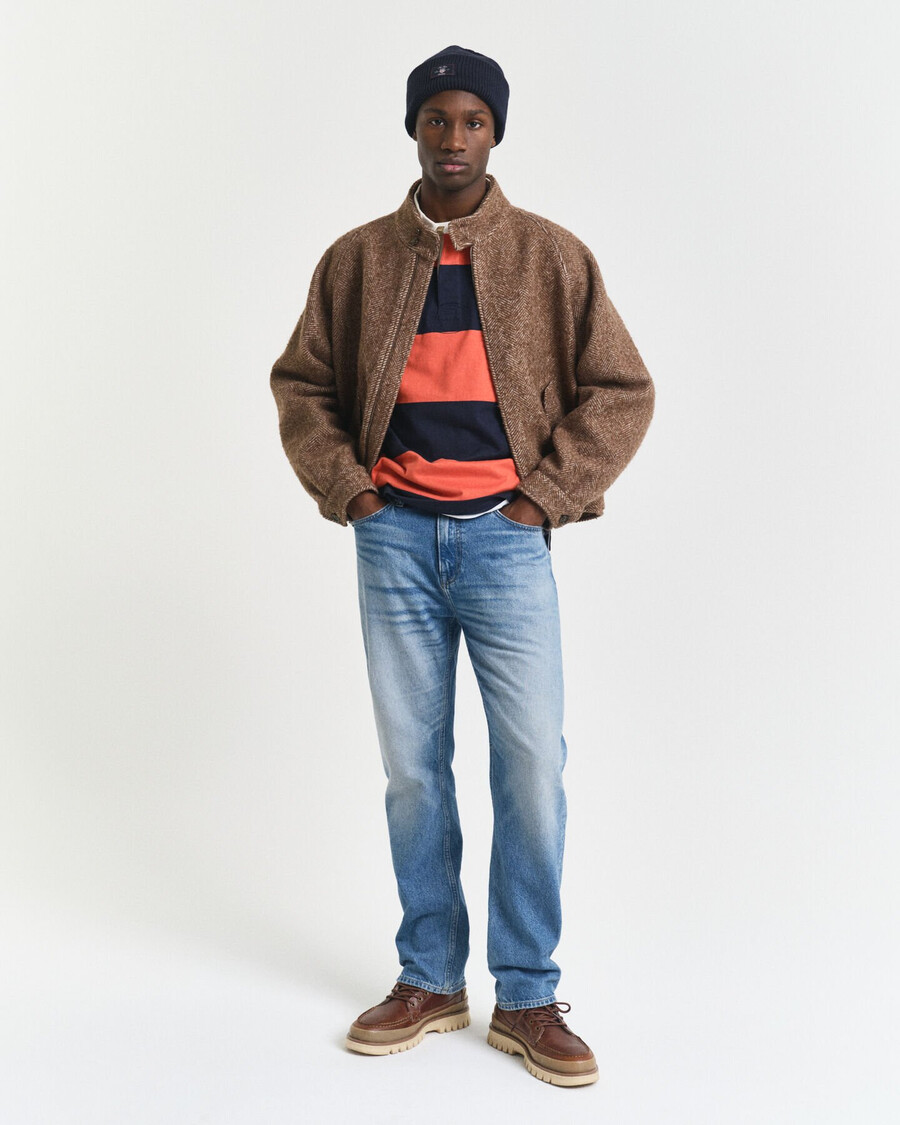 block striped heavy rugger - evening blue