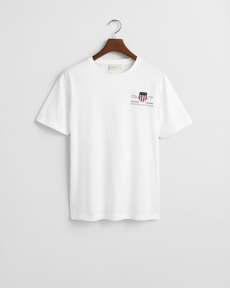 embroidered archive shield tshirt - white