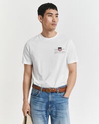 embroidered archive shield tshirt - white