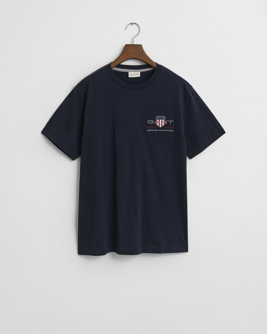 embroidered archive shield tshirt - evening blue