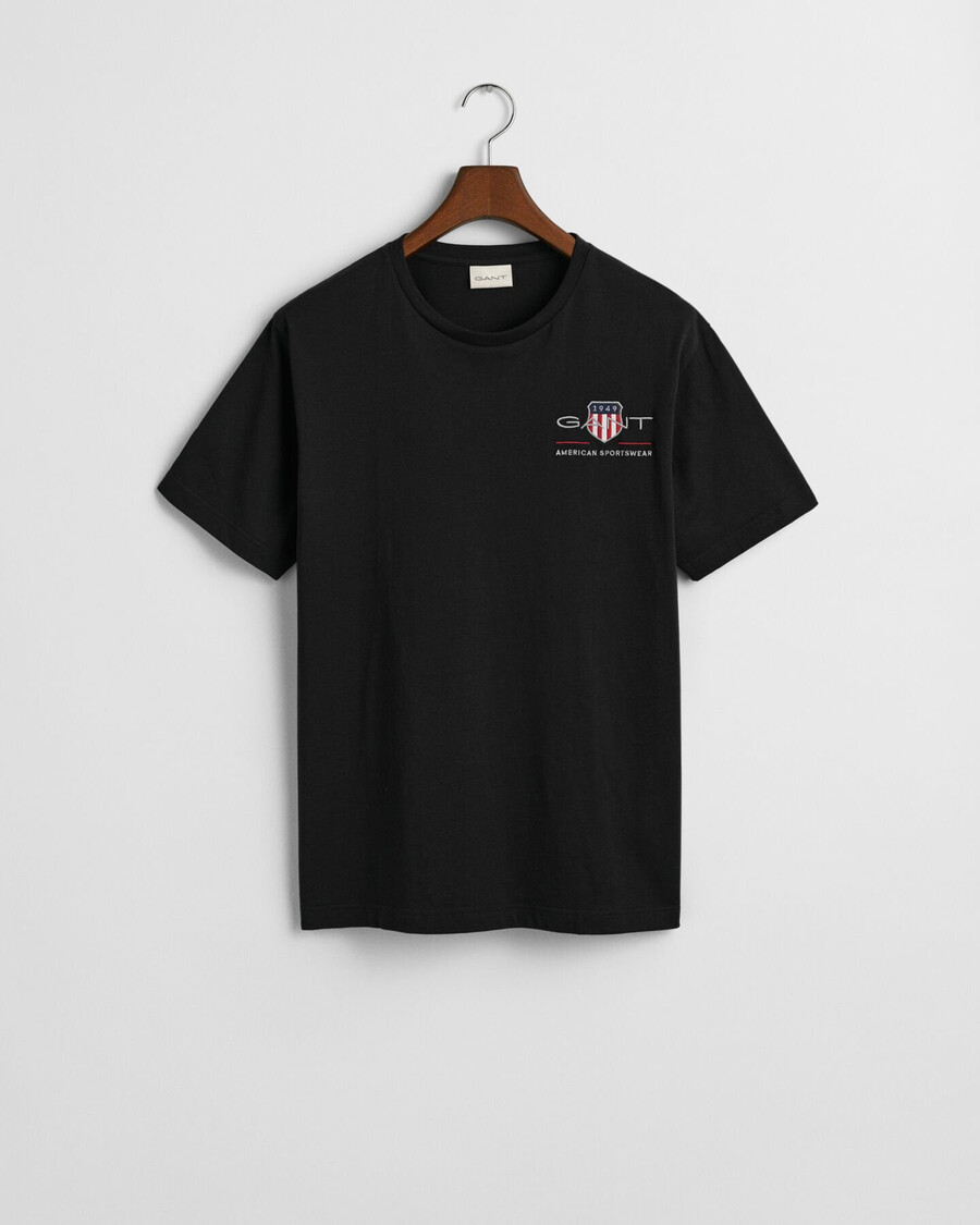 embroidered archive shield tshirt - black