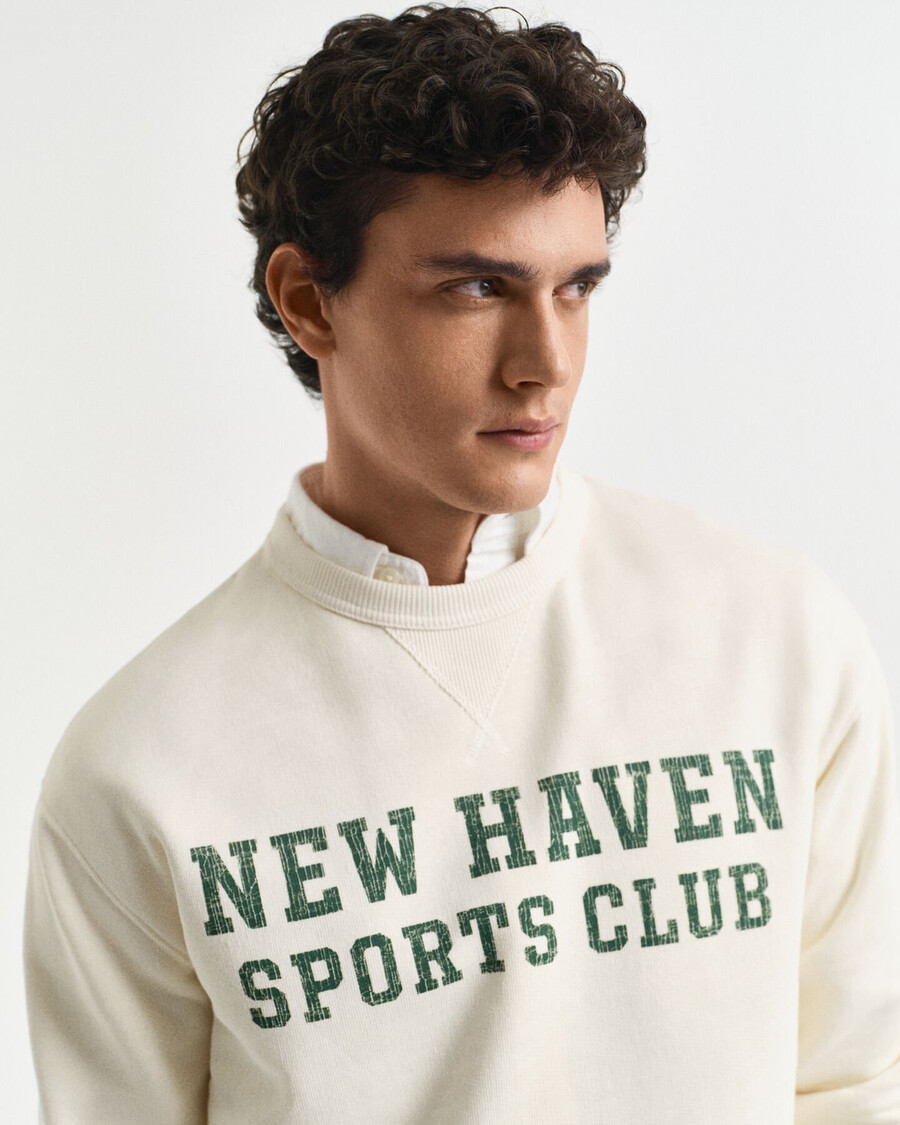 graphic crew neck sweatshirt - cream