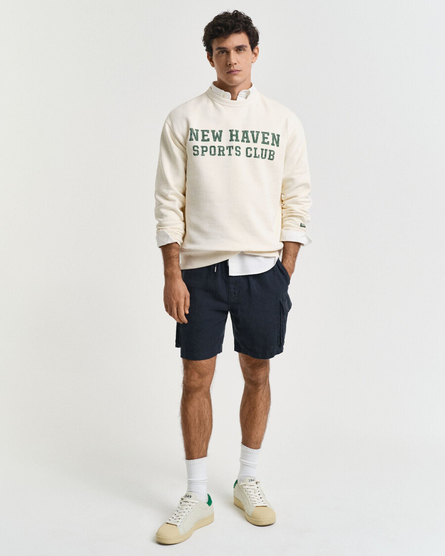 graphic crew neck sweatshirt - cream