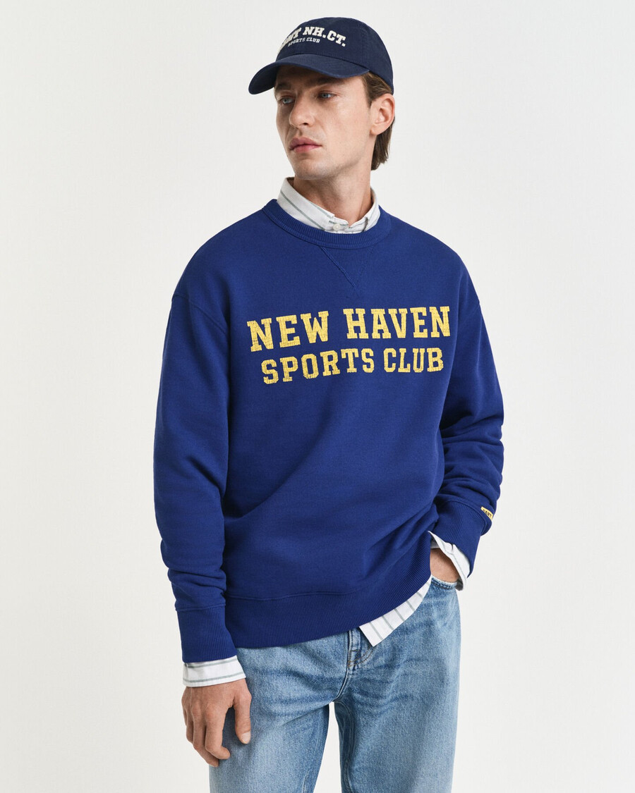 graphic crew neck sweatshirt - rich navy