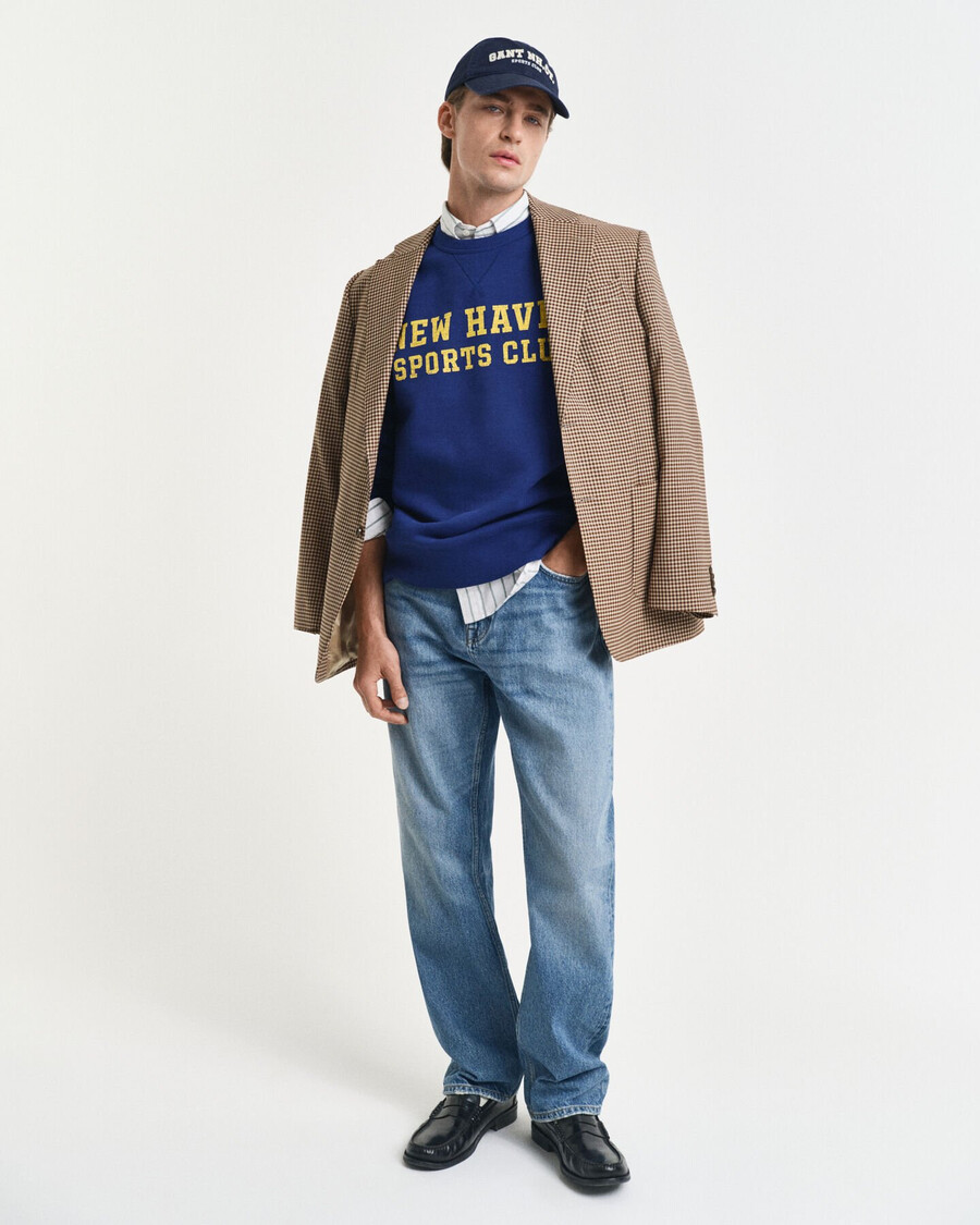 graphic crew neck sweatshirt - rich navy