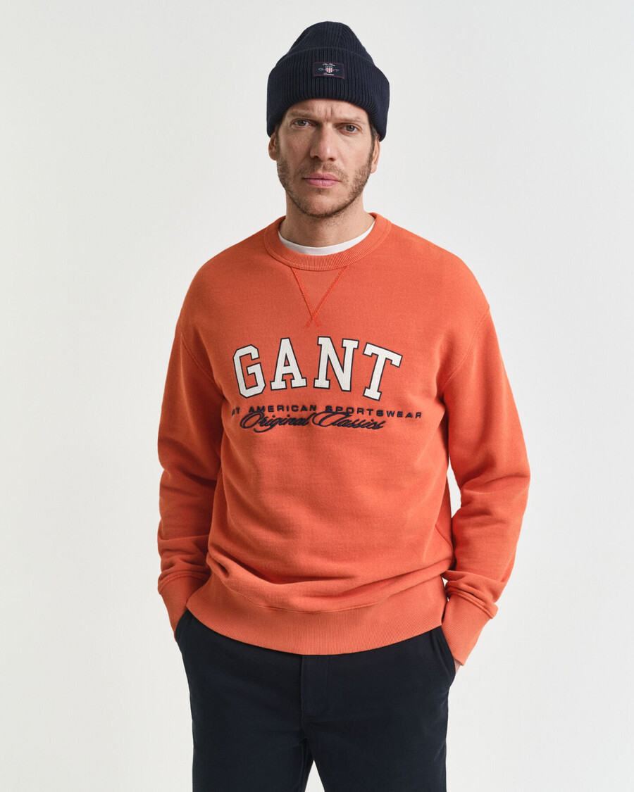 collegiate graphic crew neck sweatshirt - deep orange