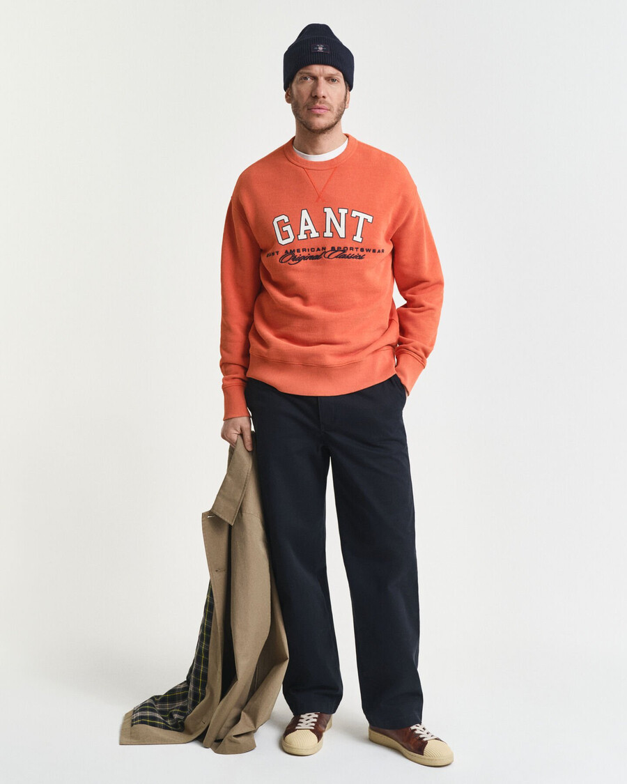 collegiate graphic crew neck sweatshirt - deep orange