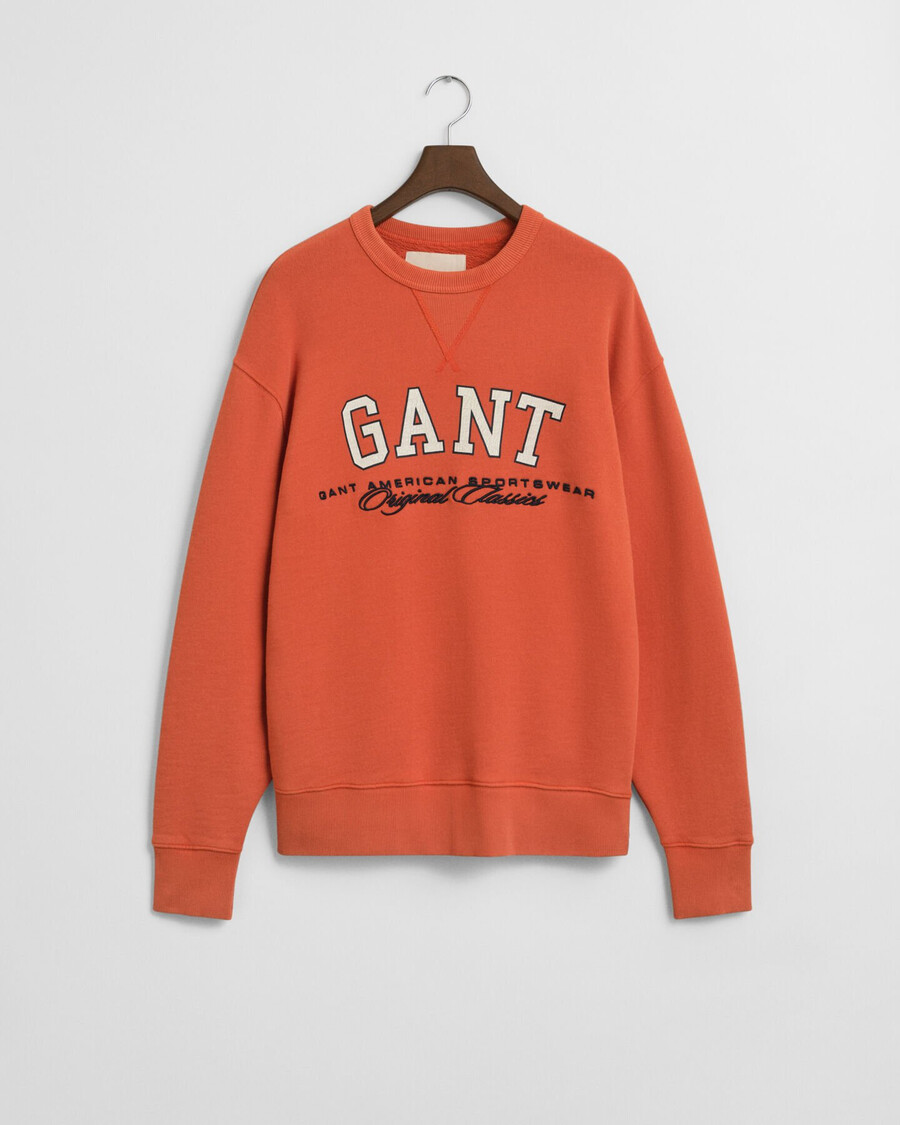 collegiate graphic crew neck sweatshirt - deep orange