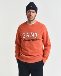 collegiate graphic crew neck sweatshirt - deep orange