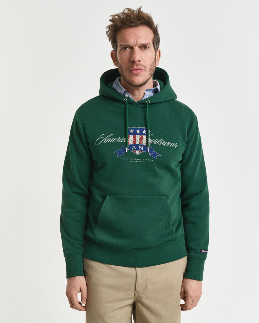 crest graphic hoodie - forest green
