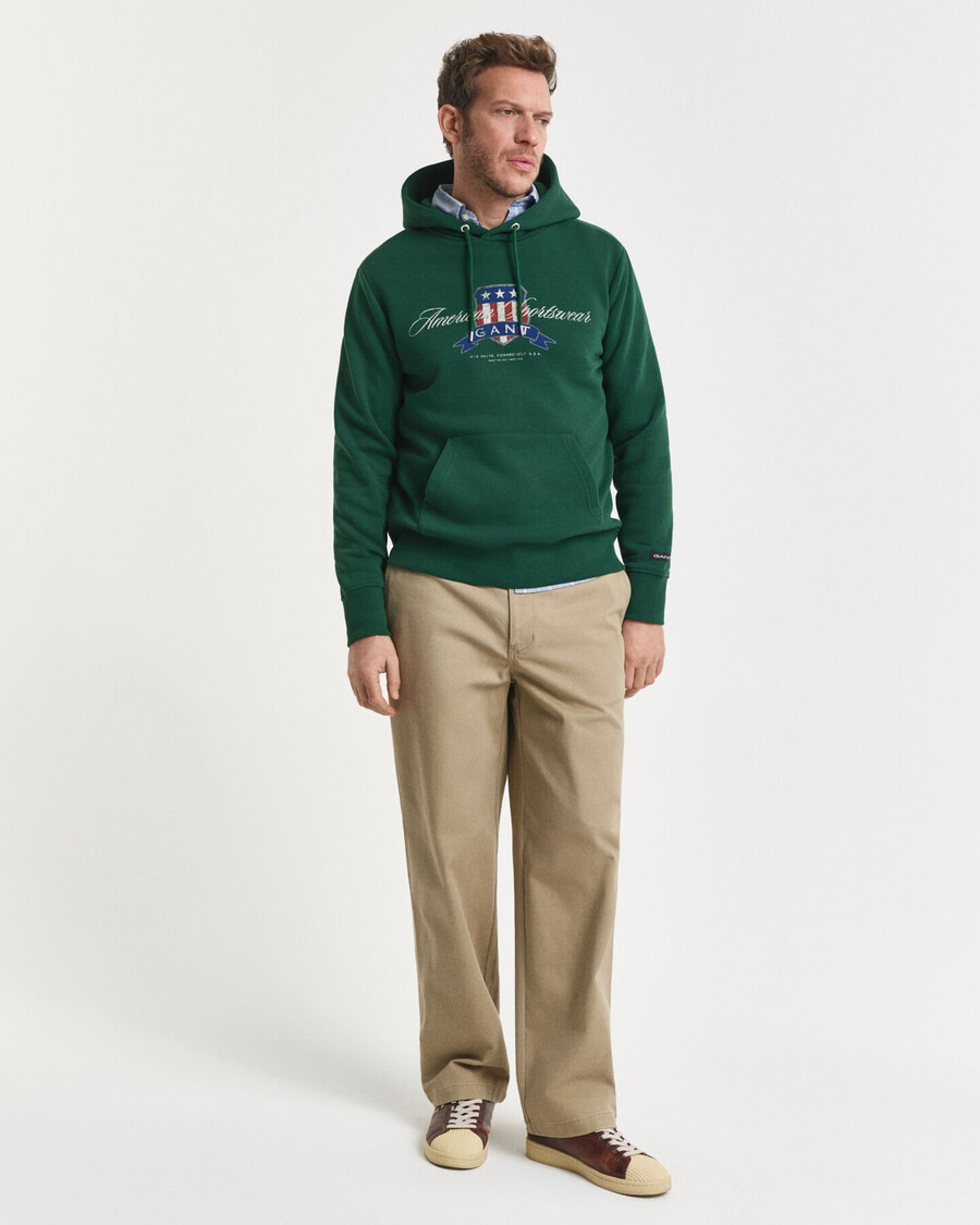 crest graphic hoodie - forest green