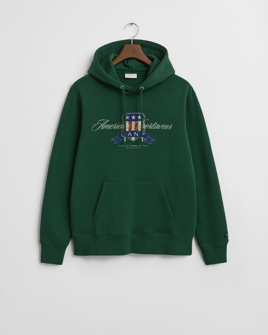 crest graphic hoodie - forest green