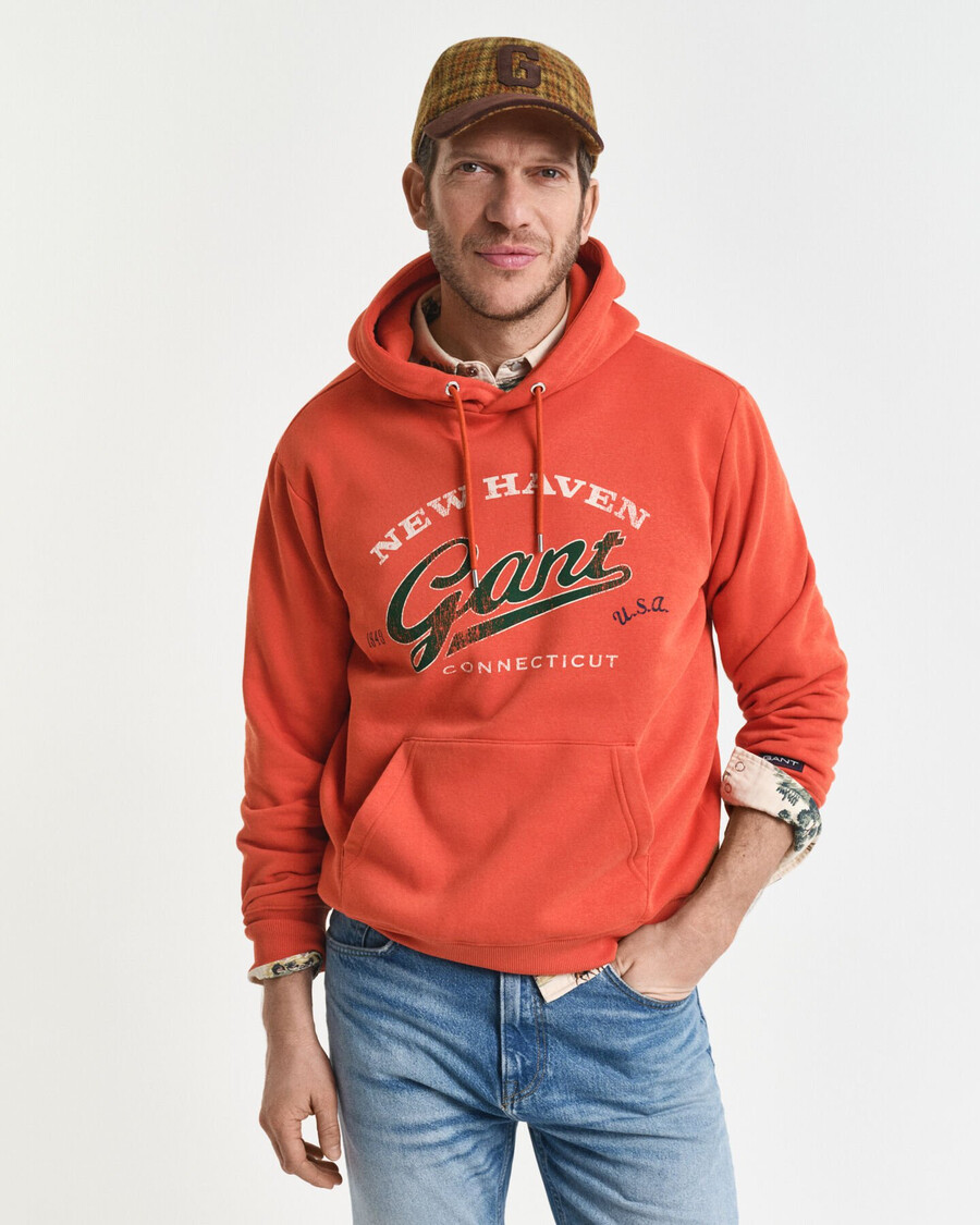 crest graphic hoodie - deep orange