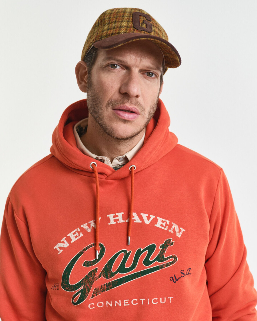 crest graphic hoodie - deep orange