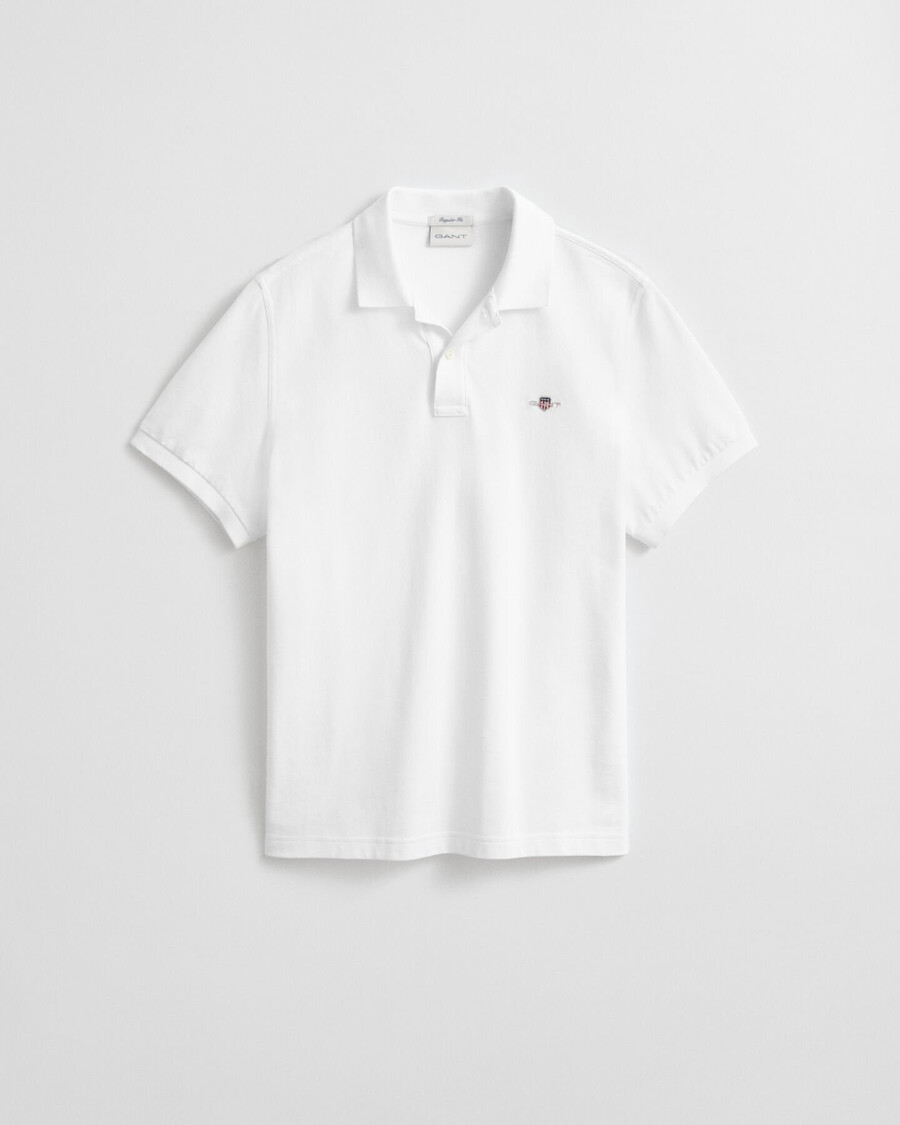 regular fit shield piqué polo shirt - white