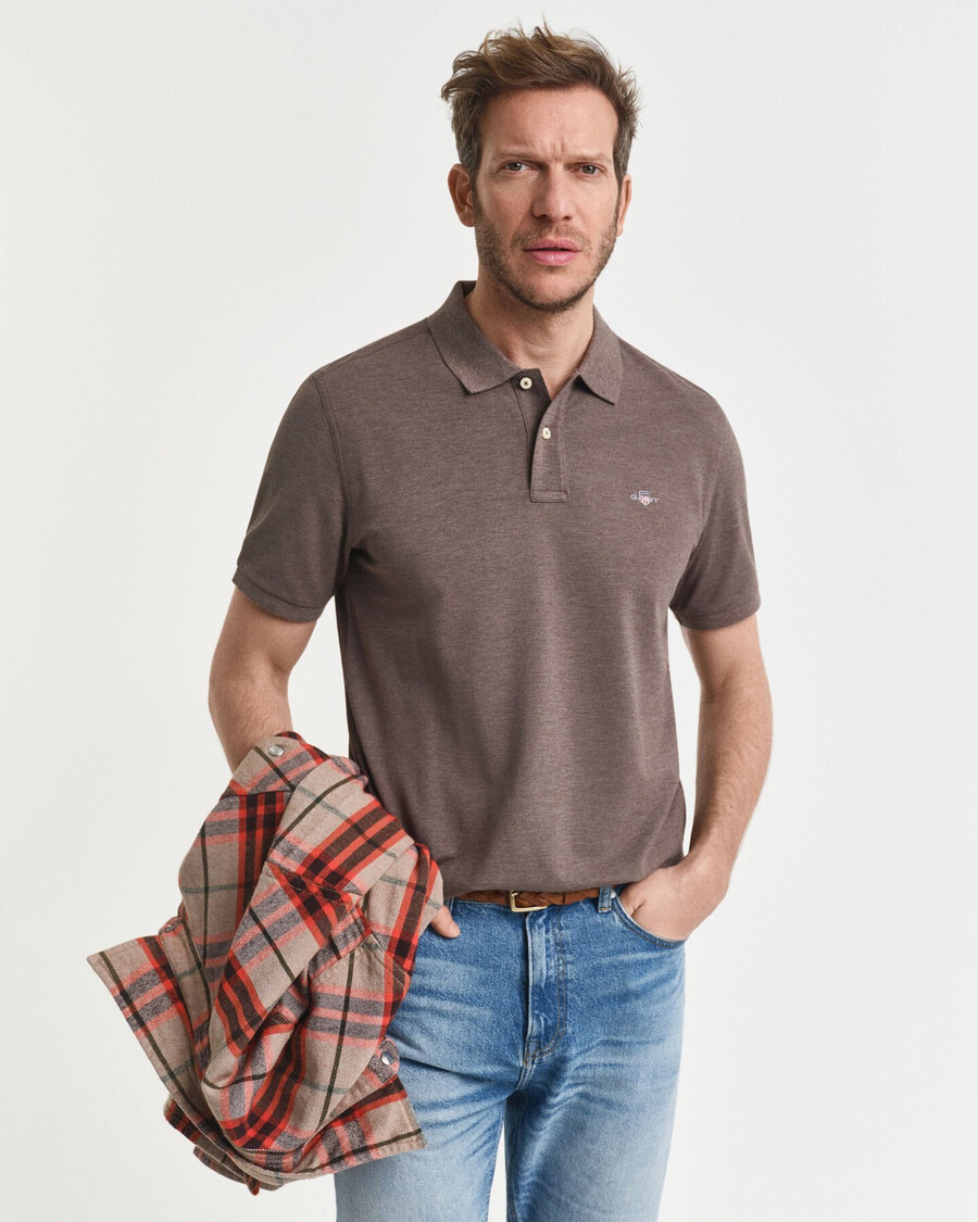 regular fit shield piqué polo shirt - seawood melange