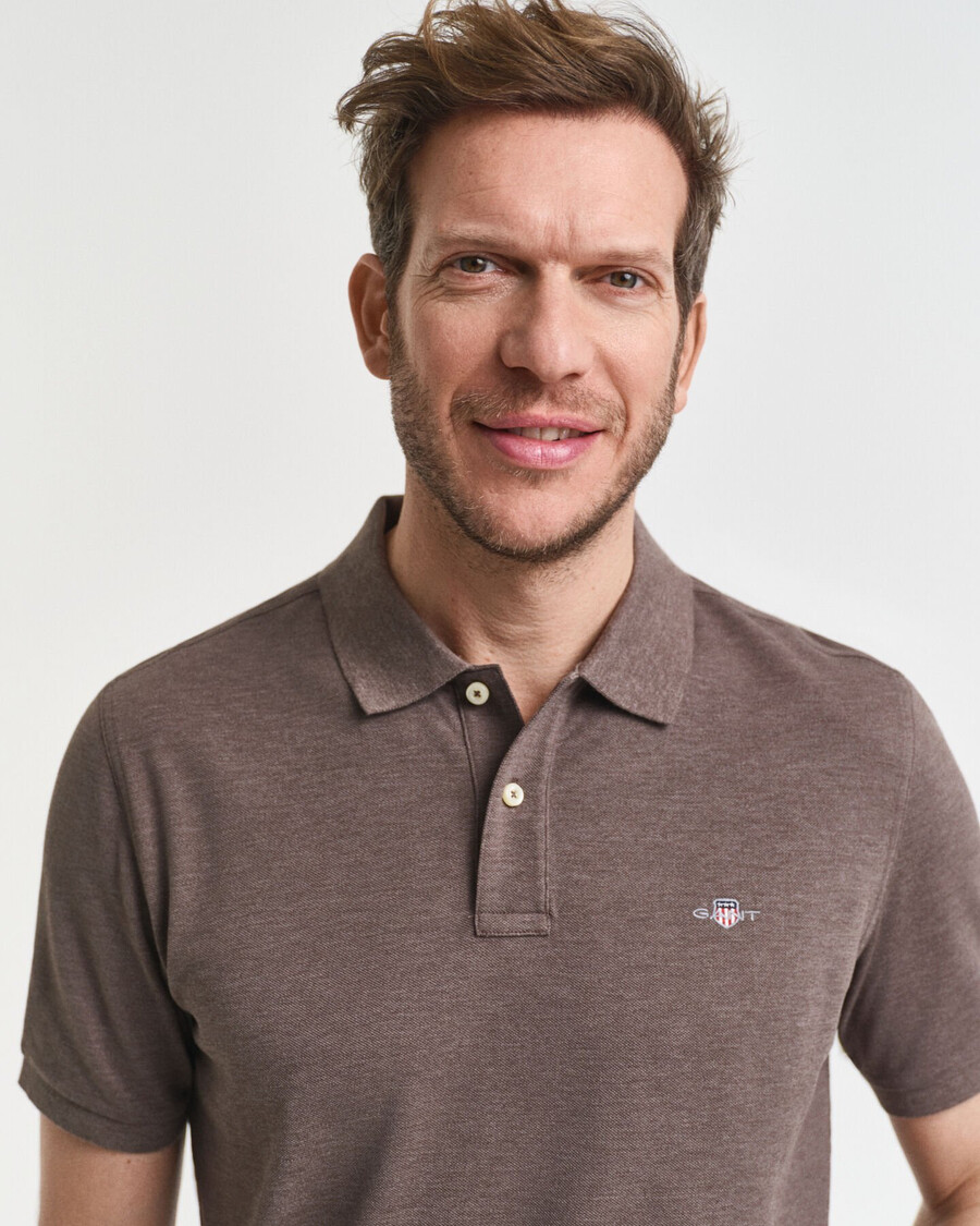 regular fit shield piqué polo shirt - seawood melange