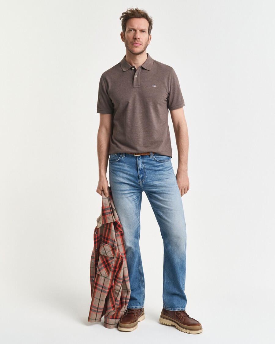 regular fit shield piqué polo shirt - seawood melange