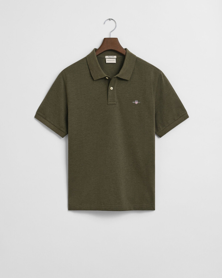 regular fit shield piqué polo shirt - khaki green melange