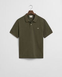 regular fit shield piqué polo shirt - khaki green melange