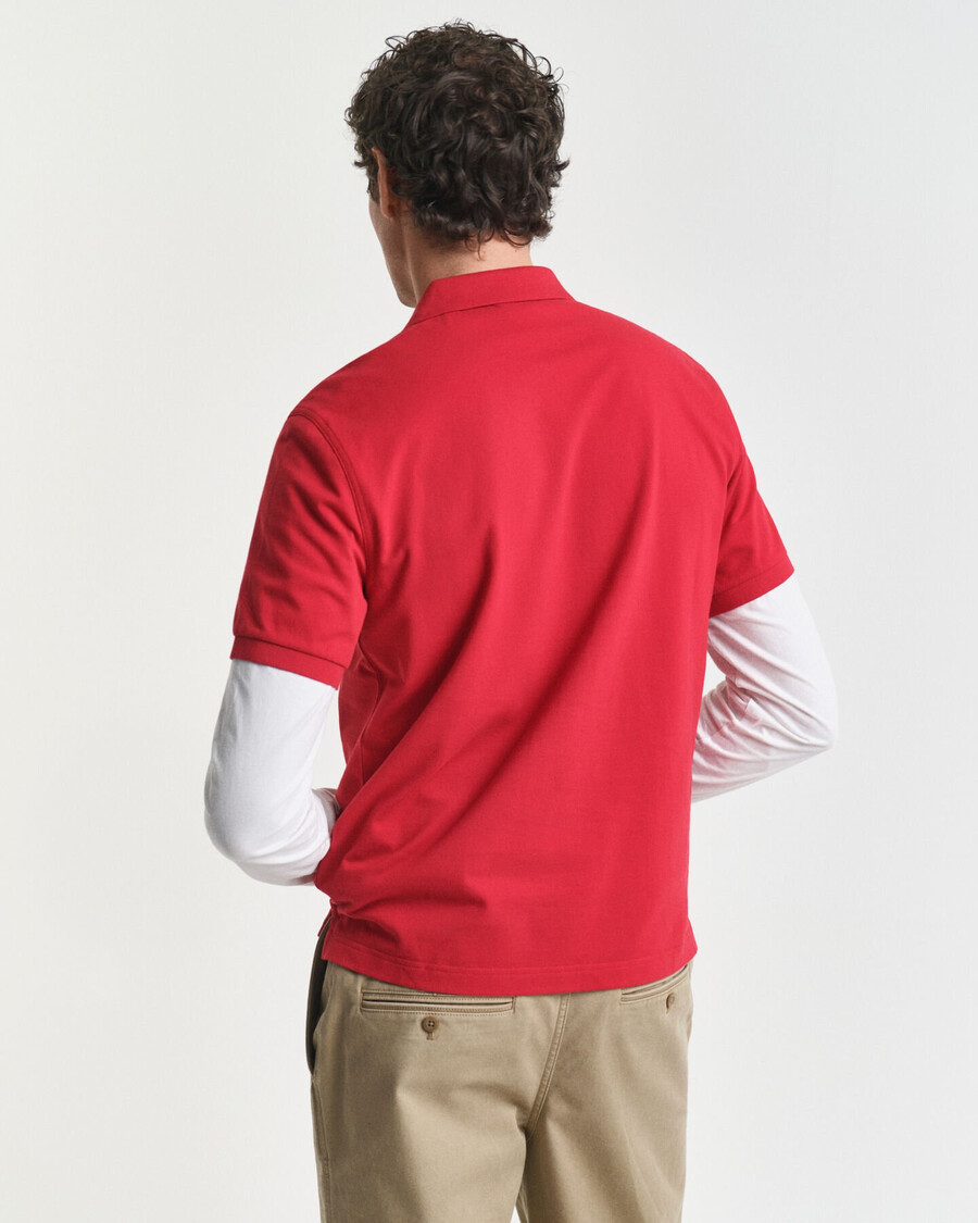regular fit shield piqué polo shirt - ruby red