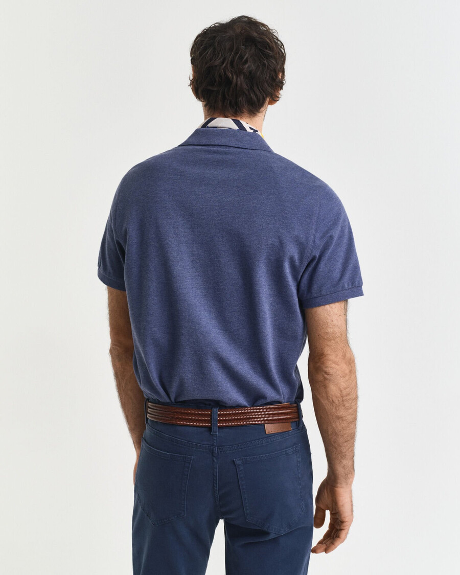 regular fit shield piqué polo shirt - dk jeansblue melange