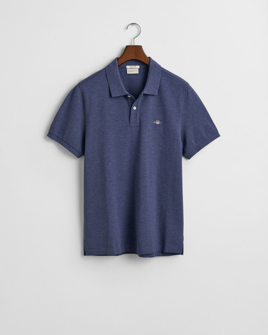 regular fit shield piqué polo shirt - dk jeansblue melange