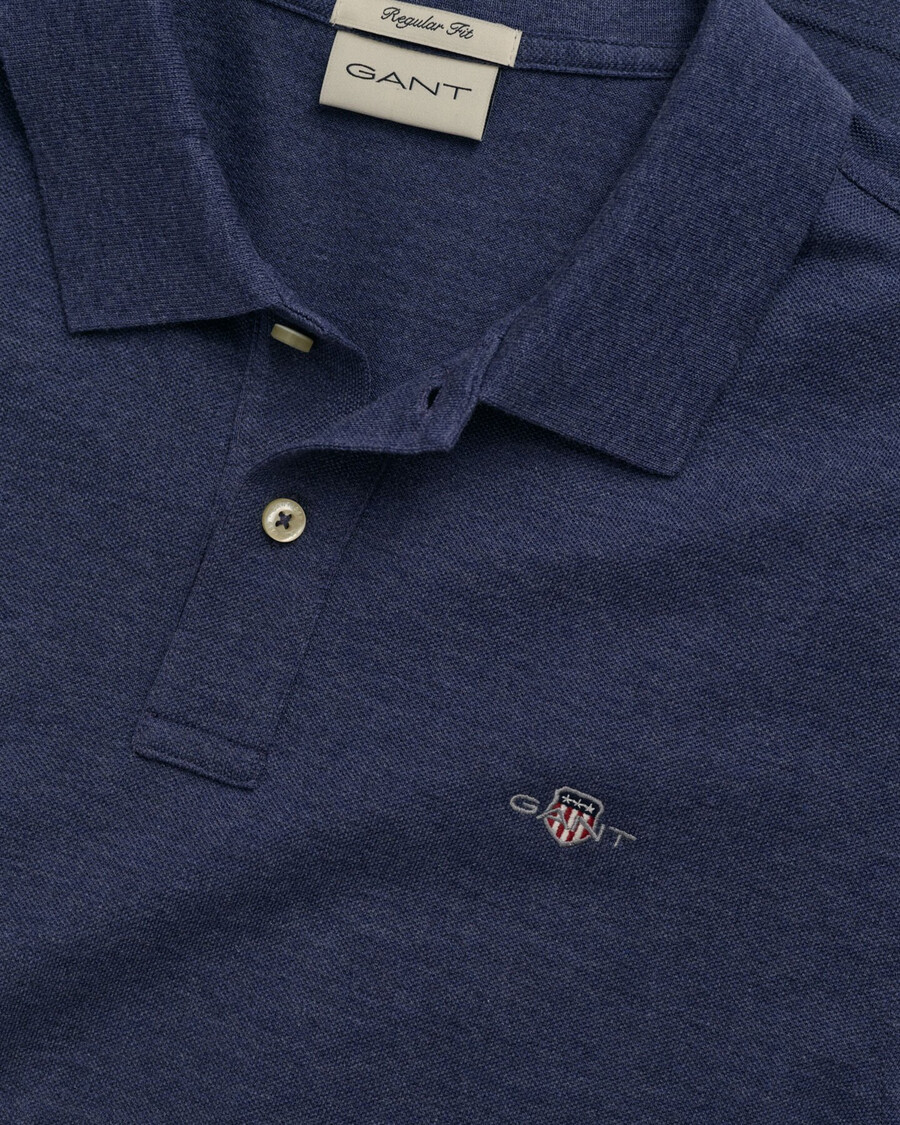 regular fit shield piqué polo shirt - dk jeansblue melange