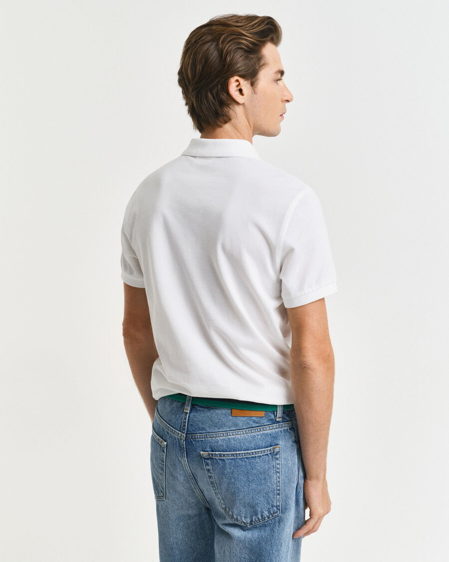 slim fit shield piqué polo shirt - white