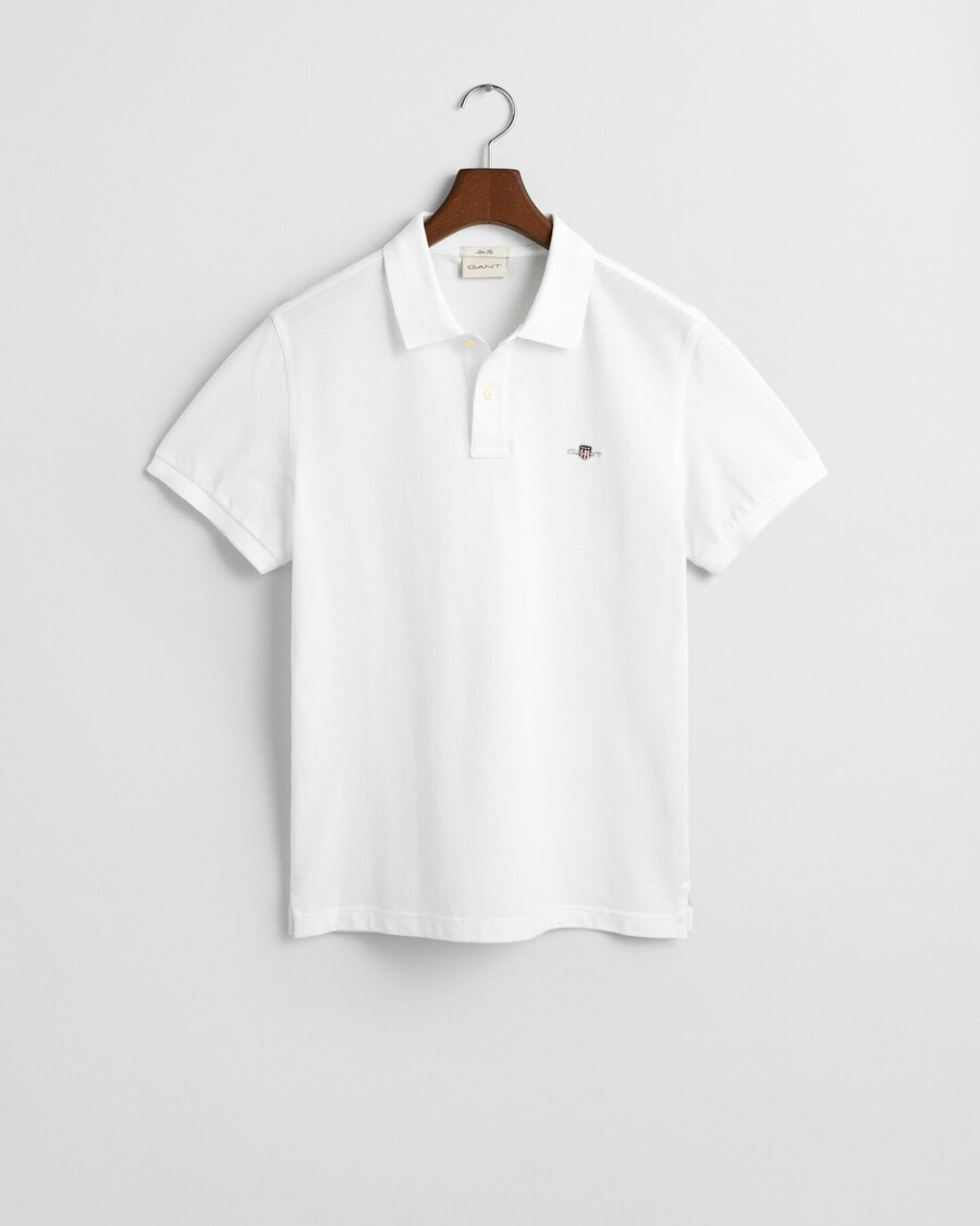 slim fit shield piqué polo shirt - white